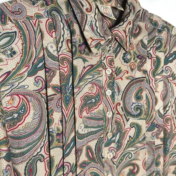 J.G. Hook Vintage Paisley Print Midi Dress Short Sleeve Button Front Sz 14 - Picture 1 of 13